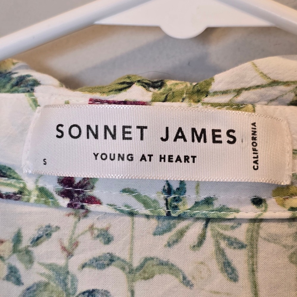 Sonnet James Blouse Short Sleeve Button Down Shirt Floral Womens Small - Picture 4 of 6